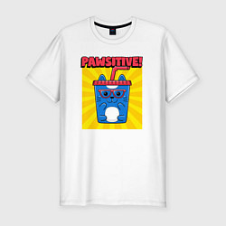 Мужская slim-футболка Кот - позитив