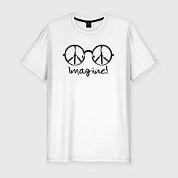 Мужская slim-футболка Очки Джона Леннона Imagine
