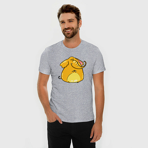 Мужская slim-футболка Желтый слон / Меланж – фото 3