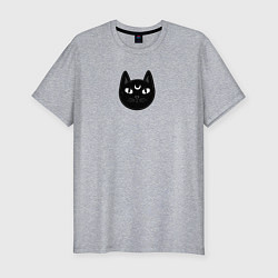 Мужская slim-футболка Мистический чёрный кот с полумесяцем