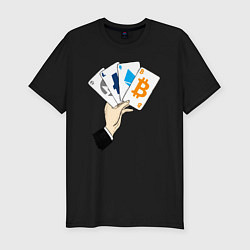 Мужская slim-футболка Криптовалютные карты