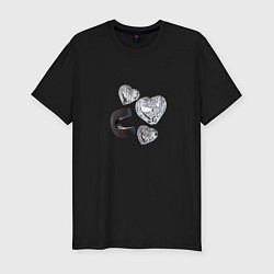 Мужская slim-футболка Crystal Hearts