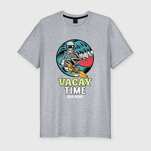 Мужская slim-футболка Vacay time / Меланж – фото 1