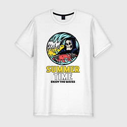 Футболка slim-fit Summer time enjoy the waves, цвет: белый