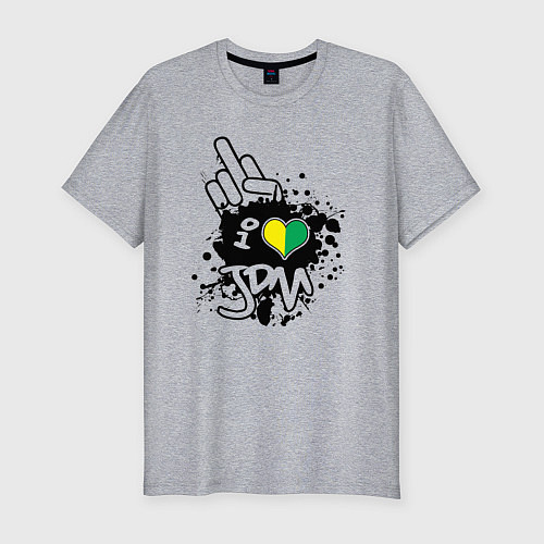 Мужская slim-футболка I love JDM Japan / Меланж – фото 1