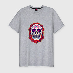 Мужская slim-футболка Skull - Roses