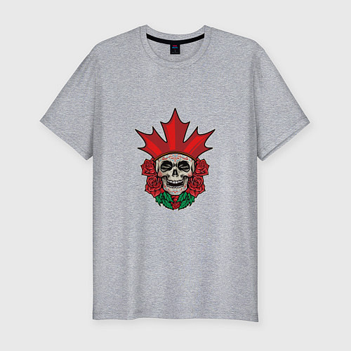 Мужская slim-футболка Canada Skull / Меланж – фото 1