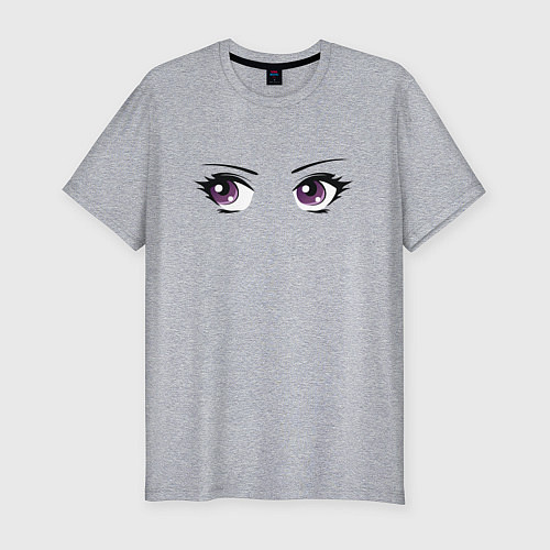 Мужская slim-футболка Милые глазки cute eyes / Меланж – фото 1