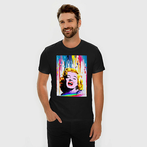 Мужская slim-футболка Monroes laugh / Черный – фото 3