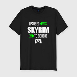 Футболка slim-fit Skyrim I Paused, цвет: черный