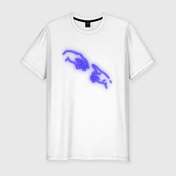 Мужская slim-футболка Сотворение Адама неон