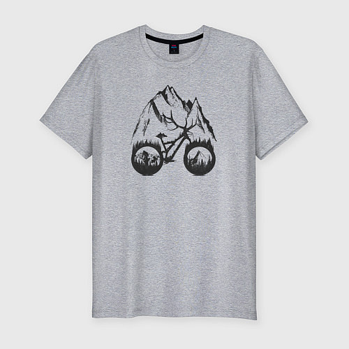 Мужская slim-футболка Эндуро рога / Меланж – фото 1