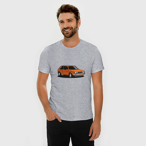 Мужская slim-футболка Оранжевая классика / Меланж – фото 3