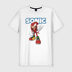 Мужская slim-футболка Knuckles Echidna Sonic Video game Ехидна Наклз Вид