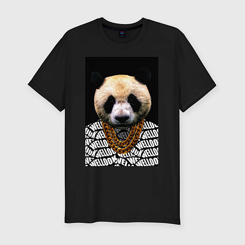 Мужская slim-футболка Panda Look 2 / Черный – фото 1