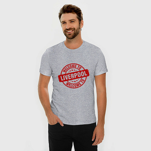 Мужская slim-футболка Welcome To Liverpool / Меланж – фото 3
