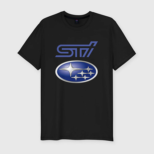 Мужская slim-футболка SUBARU STI FS / Черный – фото 1