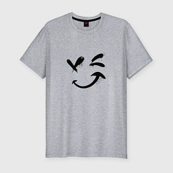 Мужская slim-футболка Подмигивающий смайлик Граффити
