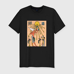 Мужская slim-футболка Египетская фреска Атон с иероглифами