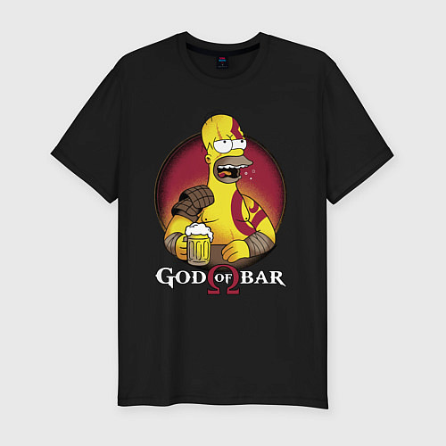 Мужская slim-футболка Homer god of bar / Черный – фото 1