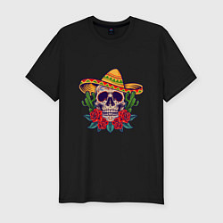 Мужская slim-футболка Skull - Mexico