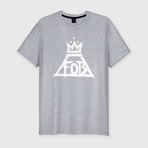 Мужская slim-футболка Fall Out Boy FOB logo / Меланж – фото 1