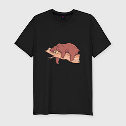 Мужская slim-футболка Ленивый Медведь на дереве Lazy Tree Bear