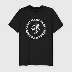 Мужская slim-футболка Символ Portal и круглая надпись Best Game Ever