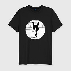 Футболка slim-fit Зайчик и его Тень Rabbit Shadow, цвет: черный