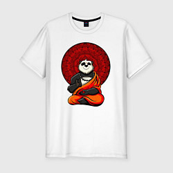 Футболка slim-fit Медитация панды Дзен, цвет: белый