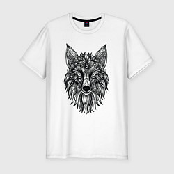 Мужская slim-футболка TRIBAL MANDALA FOX ПЛЕМЕННАЯ ЛИСА МАНДАЛА