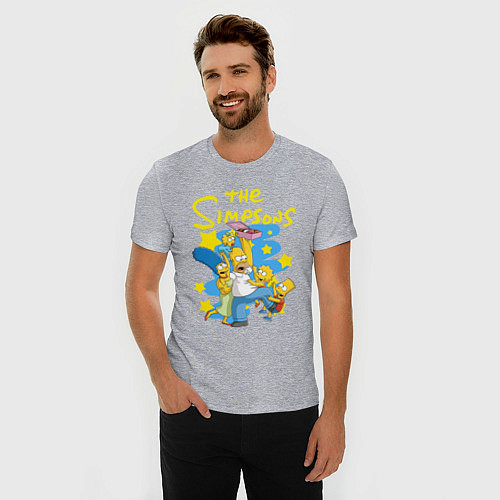 Мужская slim-футболка The SimpsonsСемейка Симпсонов / Меланж – фото 3
