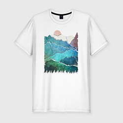 Мужская slim-футболка Большие горы и маленький медведь