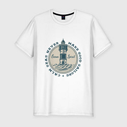 Футболка slim-fit CALM SEAS NEVER MAKE GOOD SAILORS, цвет: белый