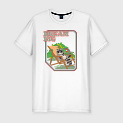 Мужская slim-футболка Большая мечта енота, это помойка