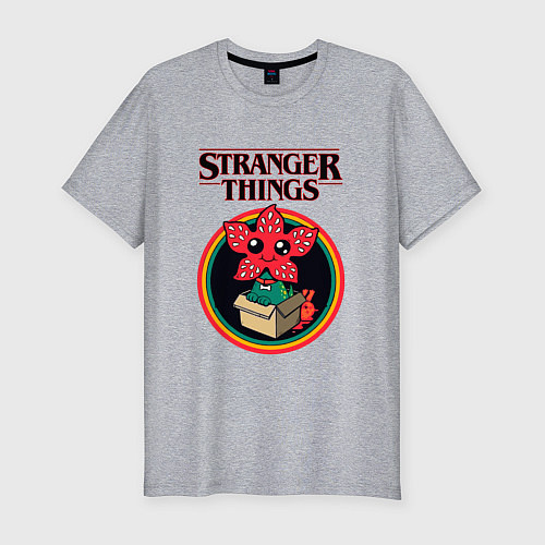 Мужская slim-футболка STRANGER THINGS DEMO DOG / Меланж – фото 1