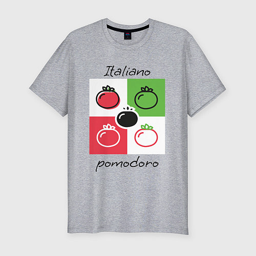 Мужская slim-футболка Italiano Pomodoro, любовь к Италии, пицце и томата / Меланж – фото 1