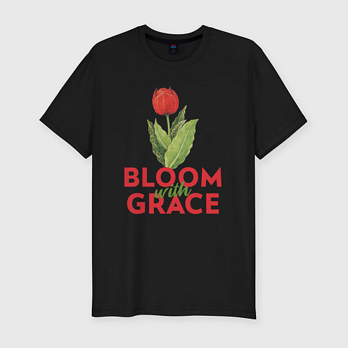 Мужская slim-футболка Цвети с достоинством / Черный – фото 1