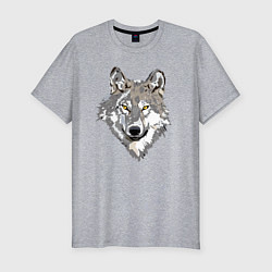Мужская slim-футболка Волчья морда
