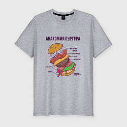 Мужская slim-футболка Анатомия схема Бургера Burger Scheme Anatomy
