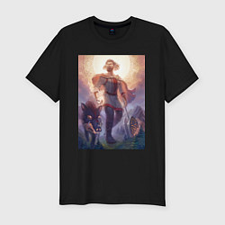 Мужская slim-футболка Солнечный бог Сварог
