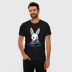 Футболка slim-fit Зайчонок обнял клубки The bunny hugged the balls, цвет: черный — фото 2