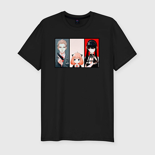 Мужская slim-футболка Счастливая семья spy x family / Черный – фото 1