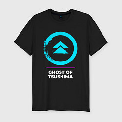 Футболка slim-fit Символ Ghost of Tsushima в неоновых цветах, цвет: черный