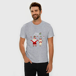 Футболка slim-fit SANTA CLAUS WITH A DEER, цвет: меланж — фото 2