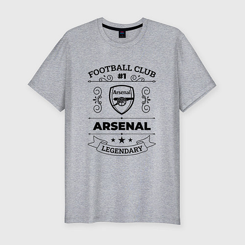 Мужская slim-футболка Arsenal: Football Club Number 1 Legendary / Меланж – фото 1