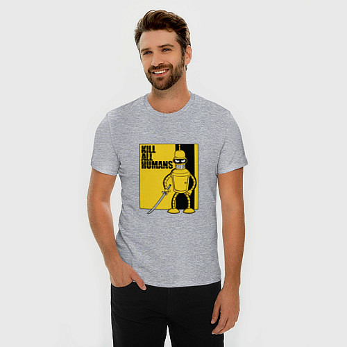 Мужская slim-футболка Bender - Kill Bill / Меланж – фото 3