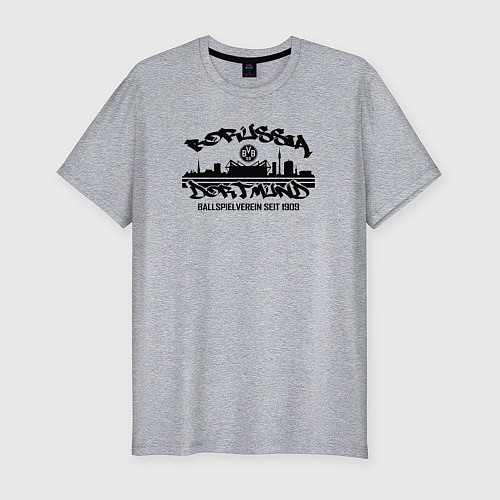 Мужская slim-футболка Borussia Dortmund - Seit 1909 / Меланж – фото 1