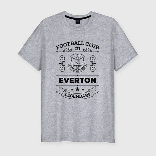 Мужская slim-футболка Everton: Football Club Number 1 Legendary / Меланж – фото 1