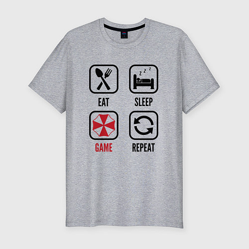 Мужская slim-футболка Eat Sleep Resident Evil Repeat / Меланж – фото 1